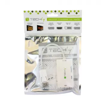 Techly IADAP DP-COMBOF3 Καλώδιο βίντεο - προσαρμογέας DisplayPort DisplayPort + DVI + HDMI Λευκό