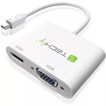 Techly Προσαρμογέας Mini DisplayPort σε HDMI/VGA, 0,15 m, Mini DisplayPort, HDMI + VGA (D-Sub), Βύσμα αρσενικό, Υποδοχή θηλυκή, 1920 x 1200 Pixel