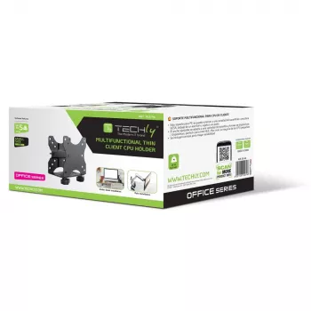 Techly Ρυθμιζόμενη βάση CPU κάτω από το γραφείο, 5 kg, 75 x 75 mm, 100 x 100 mm, Μαύρο