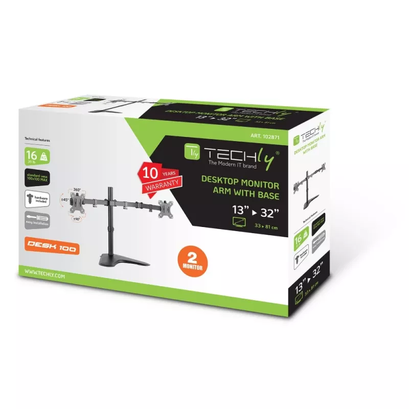 Techly ICA-LCD 2524 Βάση οθόνης / βάση 81,3 cm (32 ίντσες) Τραπέζι Μαύρο