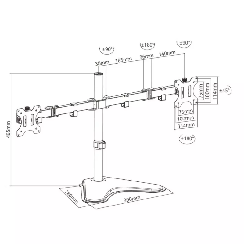 Techly ICA-LCD 2524 Βάση οθόνης / βάση 81,3 cm (32 ίντσες) Τραπέζι Μαύρο