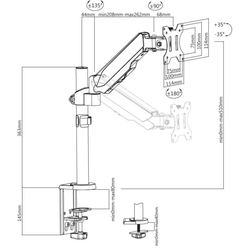 Techly ICA-LCD 515B Βάση οθόνης / βάση 81,3 cm (32 ίντσες) Γραφείο Μαύρο