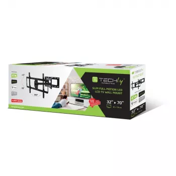 Techly λεπτή βάση τοίχου για LCD LED TV 32-70 ιντσών Μαύρο, 81,3 cm (32 ίντσες), 177,8 cm (70 ίντσες), 45 kg, 600 x 400 mm, -10 - 5°, Μαύρο