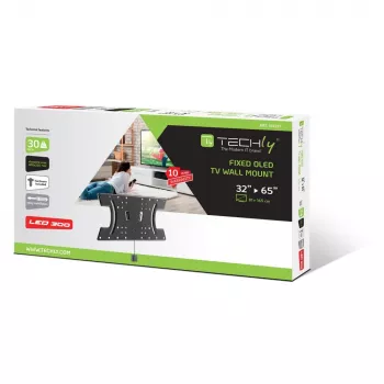 Techly λεπτή βάση τοίχου για OLED-TV 32-65 ίντσες Μαύρο, 81,3 cm (32 ίντσες), 165,1 cm (65 ίντσες), 30 kg, 100 x 100 mm, 400 x 200 mm, Μαύρο