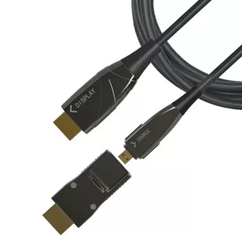 Techly HDMI A/A Micro HDMI AOC καλώδιο οπτικών ινών 4K 50m, 50 m, HDMI Type-A (Standard), HDMI Type-D (Micro), 3D, 18 Gbit/s, Μαύρο