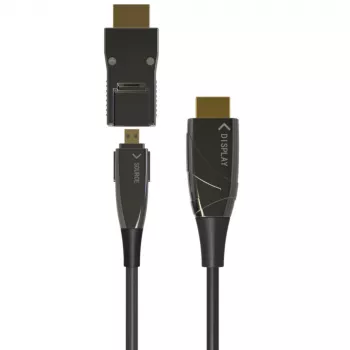 Techly HDMI A/A Micro HDMI AOC καλώδιο οπτικών ινών 4K 50m, 50 m, HDMI Type-A (Standard), HDMI Type-D (Micro), 3D, 18 Gbit/s, Μαύρο