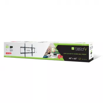 Techly Σταθερή βάση τοίχου LED TV LCD 40-65 ίντσες, 165,1 cm (65 ίντσες), 200 x 200 mm, 600 x 400 mm, -12 – 0°, Μέταλλο, Μαύρο
