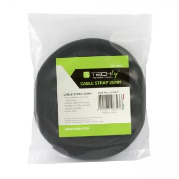 Techly Ρολό ταινίας Velcro διαχείρισης καλωδίων μήκος 10 m πλάτος 20 mm Μαύρο