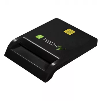 Techly Συμπαγής αναγνώστης/εγγραφέας smartcard USB-C™ Λευκό, USB 2.0, 1,5 m, Μαύρο, 102 g