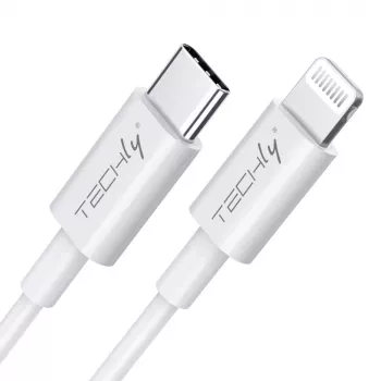 Techly Καλώδιο φόρτισης και συγχρονισμού USB-C σε Lightning 1 m Λευκό