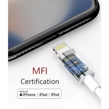 Techly Καλώδιο φόρτισης και συγχρονισμού USB-C σε Lightning 1 m Λευκό
