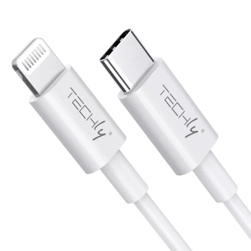 Techly Καλώδιο φόρτισης και συγχρονισμού USB-C σε Lightning 1 m Λευκό