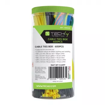 Techly ISWT-SET-CL600T Δεματικά καλωδίων δεματικά πολλαπλών χρήσεων Νάιλον Πολύχρωμο 600 τεμ.