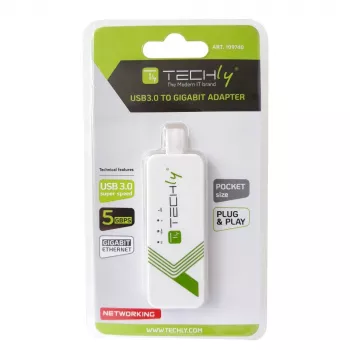 Techly IDATA USB-ETGIGA-3A Προσαρμογέας δικτύου USB 3.0 Gigabit Ethernet