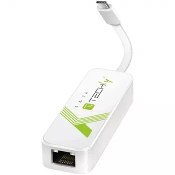 Techly Προσαρμογέας USB 3.1 Type-C σε RJ45 Gigabit Ethernet, Λευκό