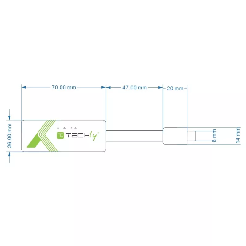 Techly Προσαρμογέας USB 3.1 Type-C σε RJ45 Gigabit Ethernet, Λευκό
