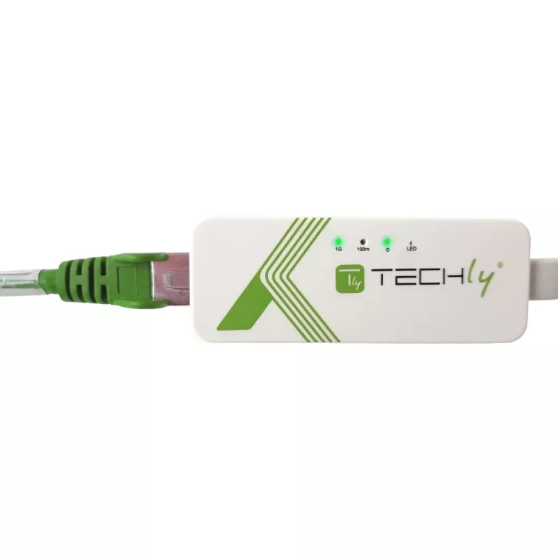 Techly Προσαρμογέας USB 3.1 Type-C σε RJ45 Gigabit Ethernet, Λευκό