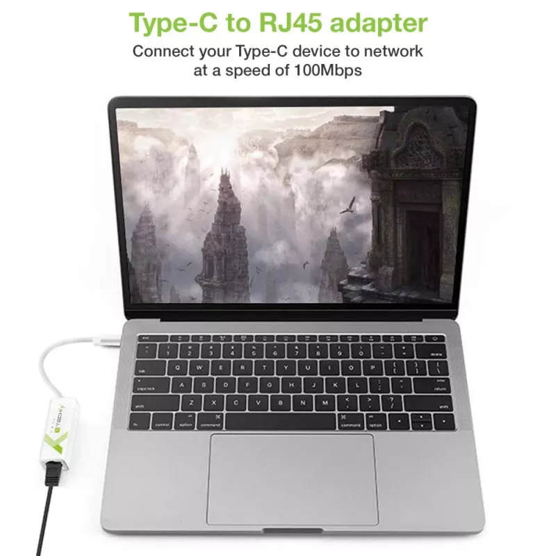 Techly Προσαρμογέας USB 3.1 Type-C σε RJ45 Gigabit Ethernet, Λευκό
