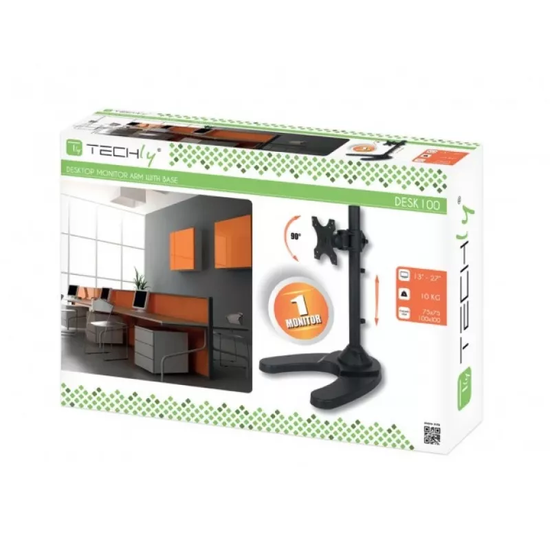 Techly Βάση γραφείου για 1 οθόνη 13–27 ίντσες με βάση ICA-LCD 3500