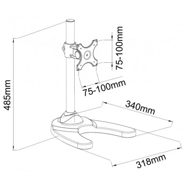 Techly Βάση γραφείου για 1 οθόνη 13–27 ίντσες με βάση ICA-LCD 3500