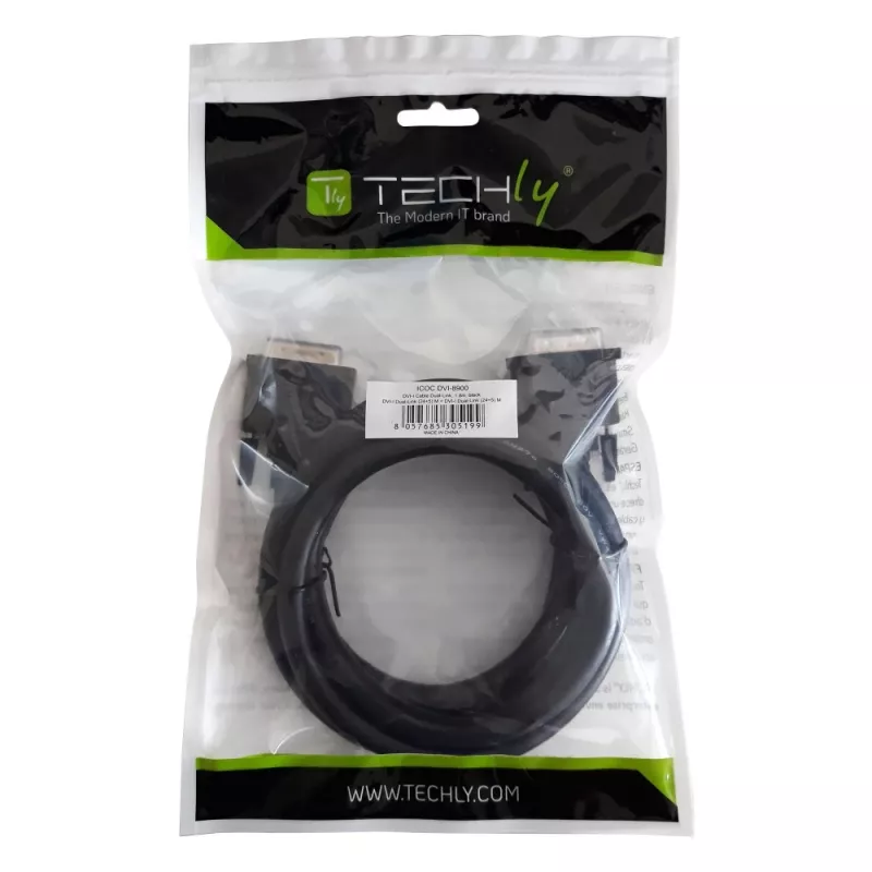 Techly Καλώδιο οθόνης DVI Αναλογικό Ψηφιακό M/M Dual Link 1,8 m (DVI-I) ICOC DVI-8900