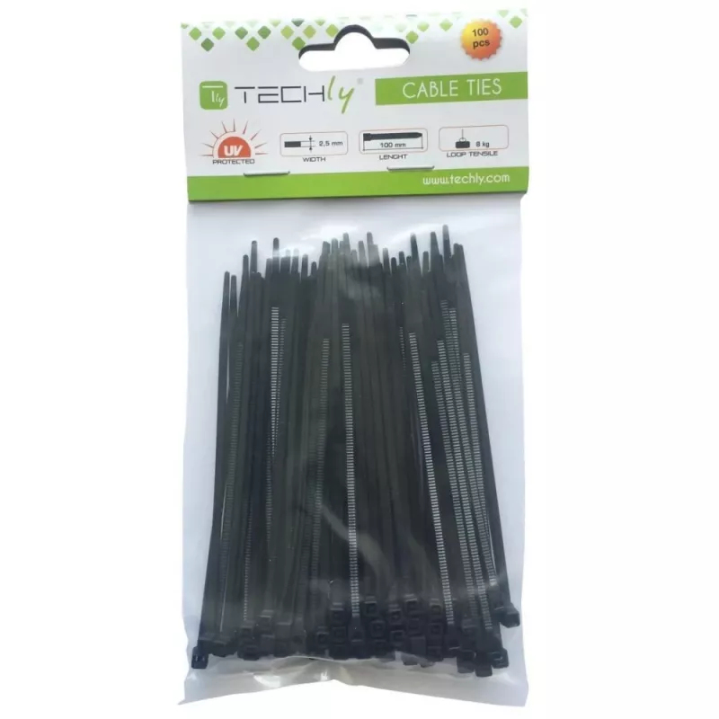 Techly Δεματικά καλωδίων Nylon Patch 280x4,8 mm 100 τεμ. Μαύρο ISWT-28048-BK