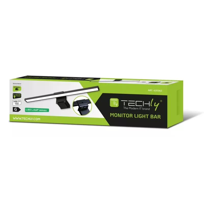 Techly I-LAMP-DSK11 Φωτιστικό οθόνης Μαύρο 66 250 lm