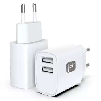 Techly IPW-USB-12W2A Φορτιστής φορητών συσκευών Ακουστικά, Φορητό ηχείο, Powerbank, Smartphone, Tablet Λευκό AC Εσωτερικού χώρου