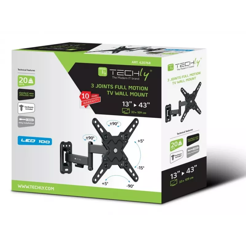Techly ICA-LCD 422 Βάση τοίχου TV 106,7 cm (42 ίντσες) Μαύρο