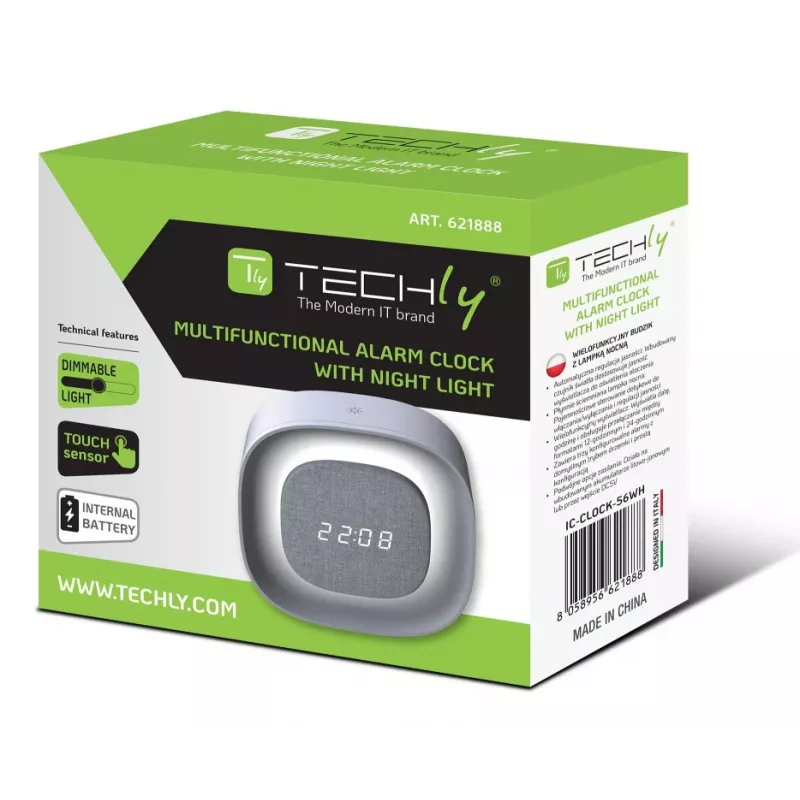 Techly IC-CLOCK-56WH Ξυπνητήρι Ψηφιακό ξυπνητήρι Γκρι, Λευκό