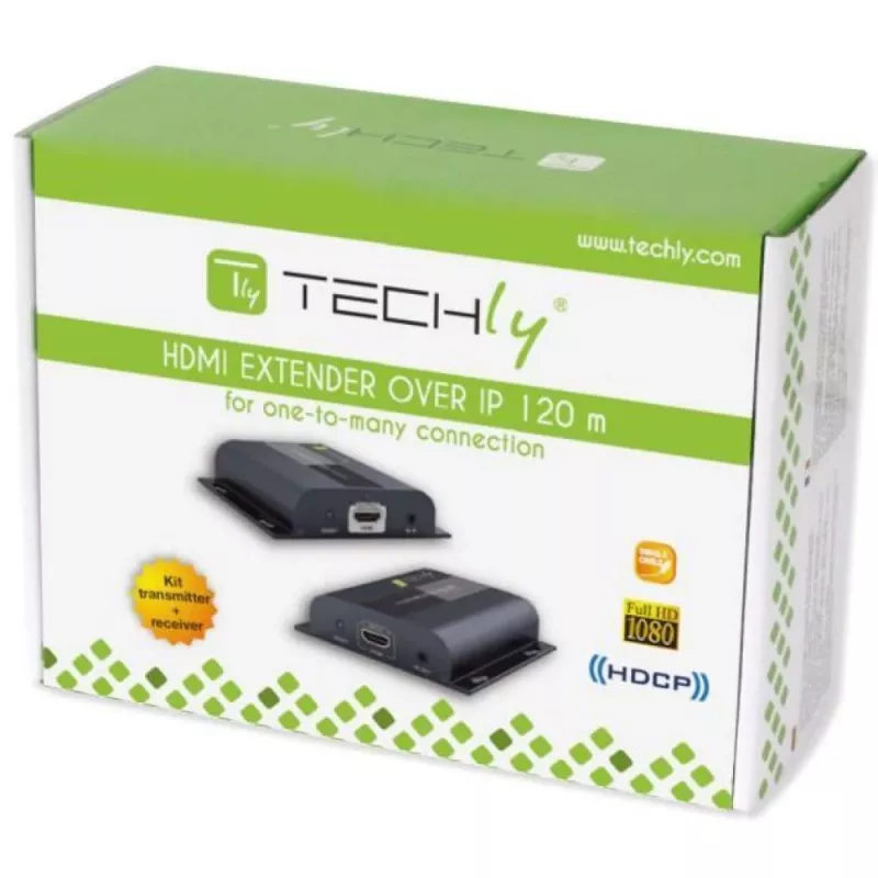 Techly IDATA-EXTIP-383V4 Πομπός & δέκτης AV Μαύρο