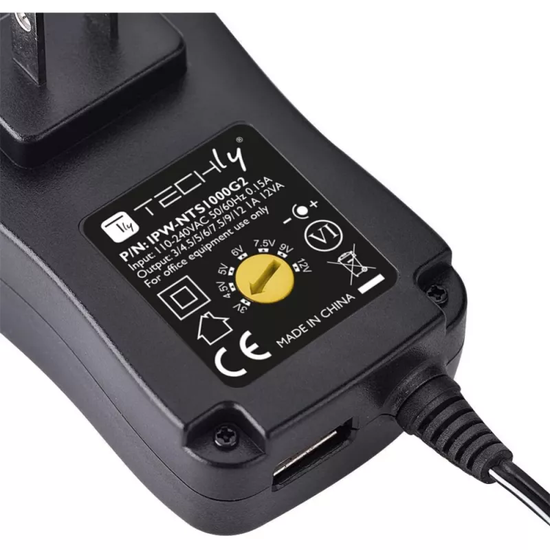 Techly IPW-NTS1000G2 Τροφοδοτικό/μετατροπέας Indoor 12 W Μαύρο