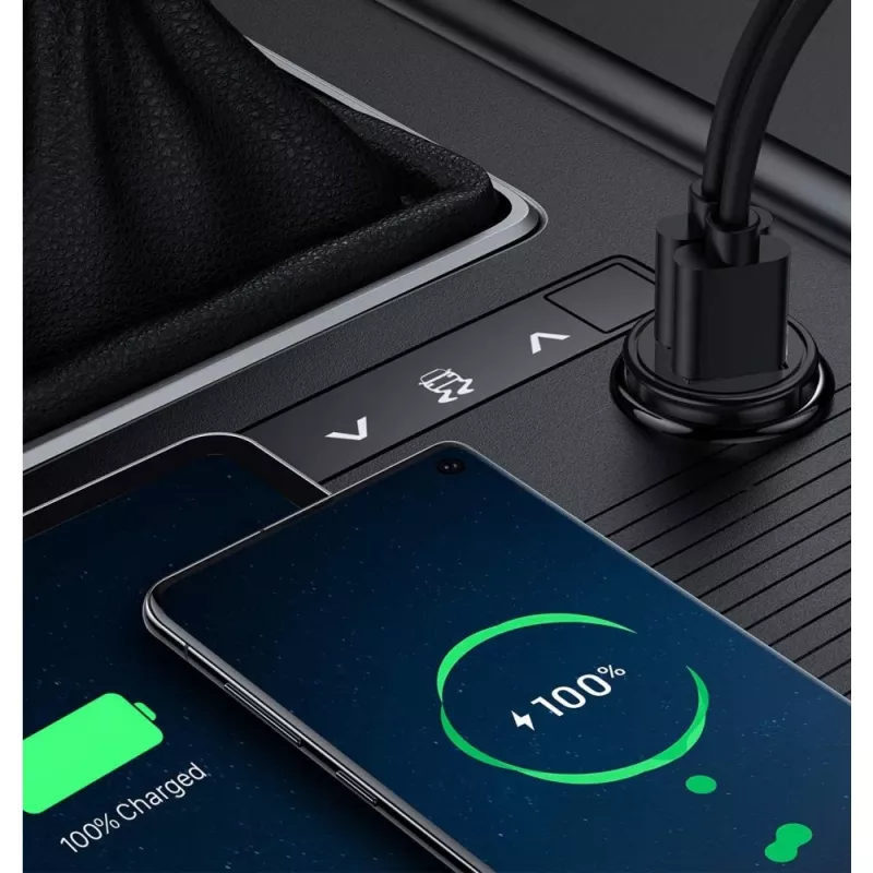 Techly Μίνι φορτιστής αυτοκινήτου 2 θυρών USB-A Quick Charge 3.0 36W σε Μαύρο Μέταλλο