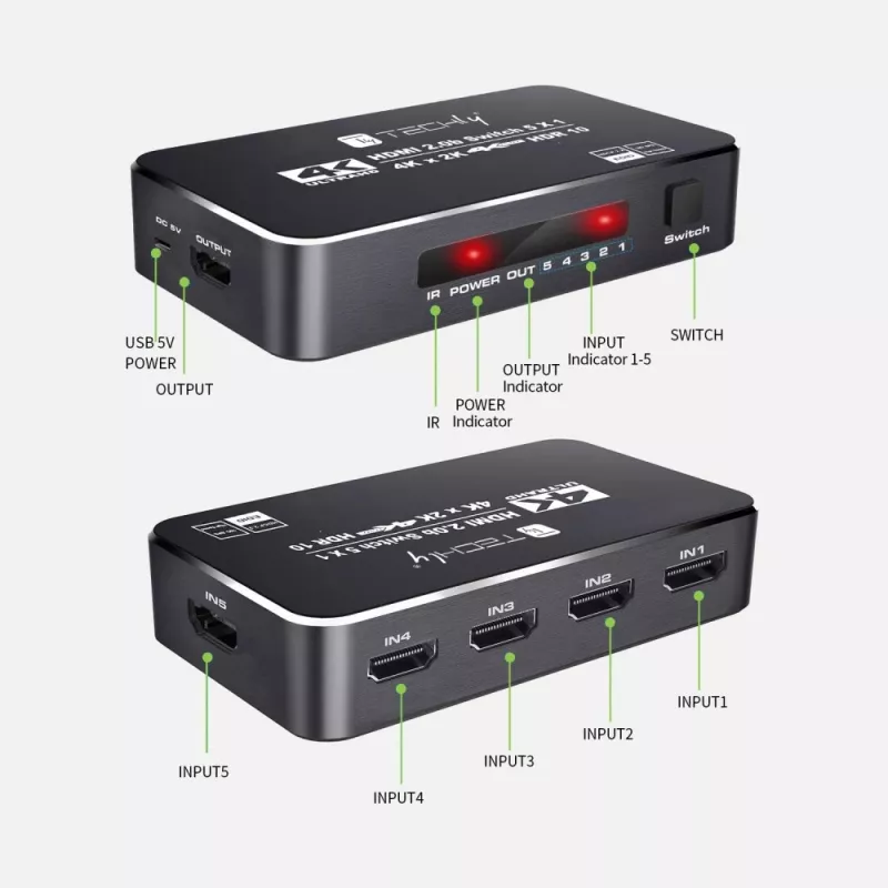Techly IDATA HDMI2-4K5160B Διακόπτης βίντεο HDMI