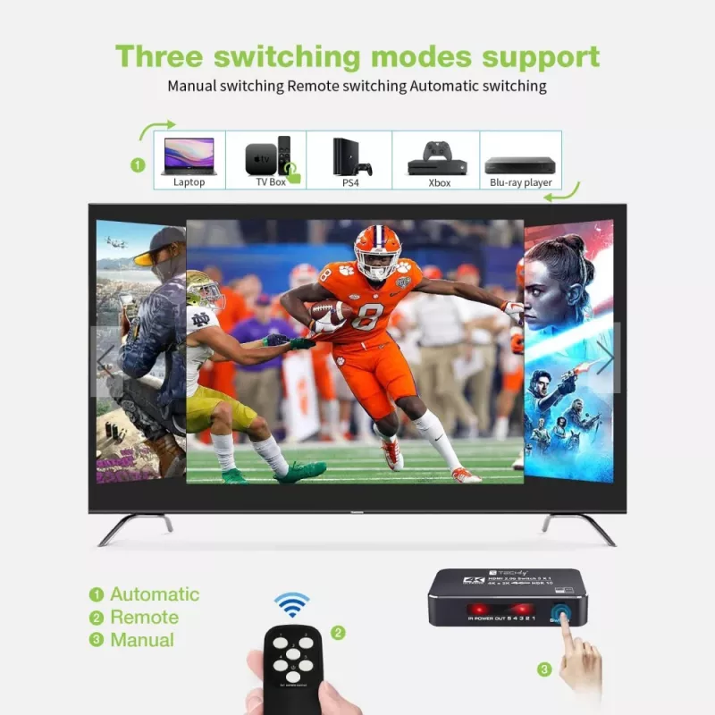 Techly IDATA HDMI2-4K5160B Διακόπτης βίντεο HDMI