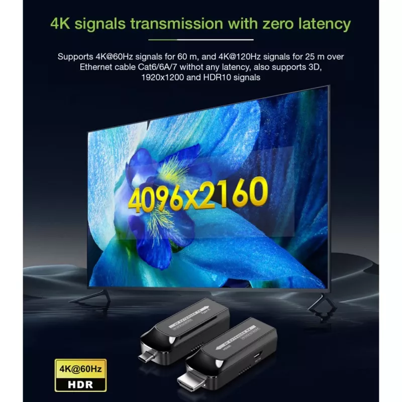 Techly IDATA EXT-600HC Επέκταση AV Πομπός & δέκτης AV Μαύρο