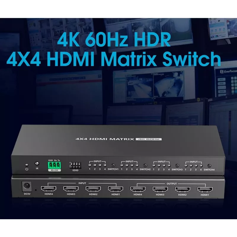 Techly IDATA HDMI-MX44 Διακόπτης μήτρας AV Διακόπτης μήτρας AV 4 W