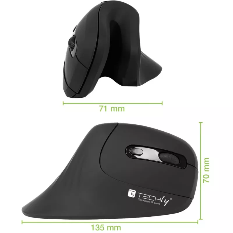 Techly IM 1100-VM-B Ποντίκι Ιατρικό Δεξιόχειρας RF Wireless Οπτικό 3200 DPI
