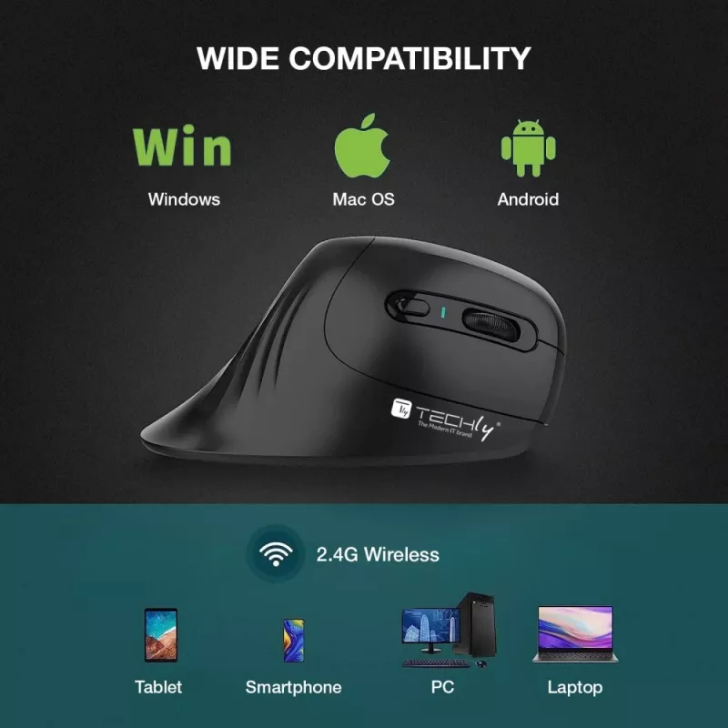 Techly IM 1100-VM-B Ποντίκι Ιατρικό Δεξιόχειρας RF Wireless Οπτικό 3200 DPI