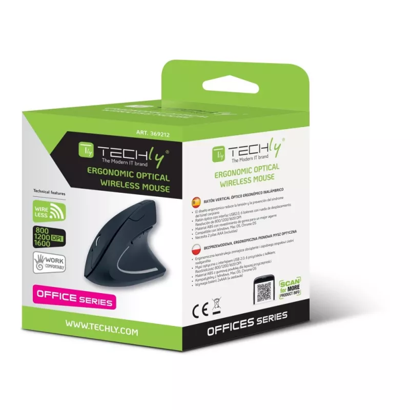 Techly IM 1200-VM-B Ποντίκι Ιατρικό Δεξιόχειρας RF Wireless Οπτικό 1600 DPI