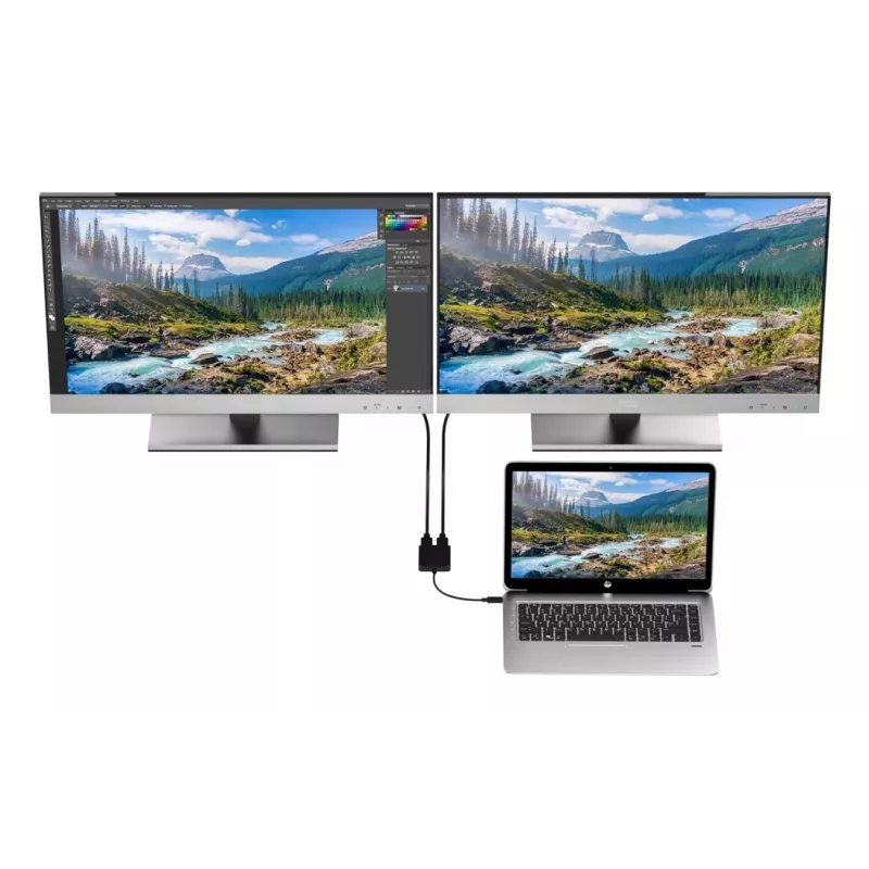 Techly IADAP USBC-HDMI2T4K Προσαρμογέας καλωδίου βίντεο 0,15 m USB Type-C 2 x HDMI Μαύρο