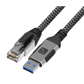 Techly ICOC-U3A-RJ45-030 Καλώδιο προσαρμογέα USB 3.0 Type-A σε Gigabit Ethernet, 3 m, Μαύρο/Ασημί