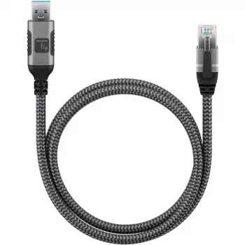 Techly ICOC-U3A-RJ45-030 Καλώδιο προσαρμογέα USB 3.0 Type-A σε Gigabit Ethernet, 3 m, Μαύρο/Ασημί