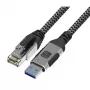 Techly ICOC-U3A-RJ45-075 Καλώδιο προσαρμογέα USB 3.0 Type-A σε Gigabit Ethernet, 7,5 m, Μαύρο/Ασημί