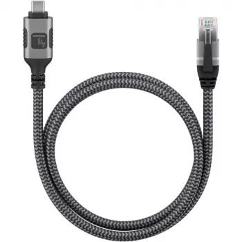 Techly ICOC-U3C-RJ45-050 Καλώδιο προσαρμογέα USB 3.2 Type-C σε Gigabit Ethernet, 5 m, Μαύρο/Ασημί