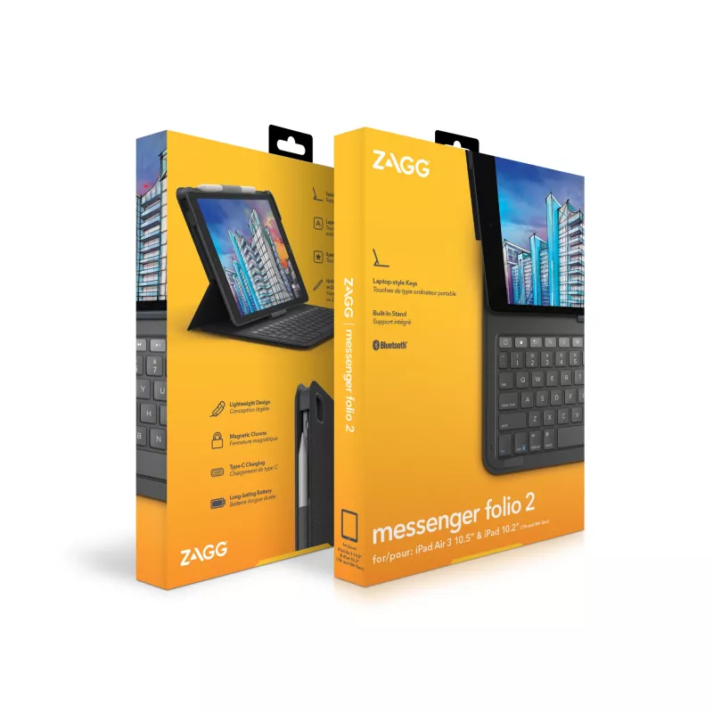 ZAGG Πληκτρολόγιο Messenger Folio 2-Apple-iPad 10.2/10.5-Charcoal-Nordic