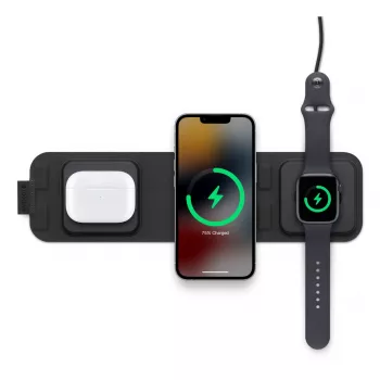 mophie 3-in-1 Ταξιδιωτικός φορτιστής με MagSafe (2023), Εσωτερικού χώρου, USB, Ασύρματη φόρτιση, Μαύρο