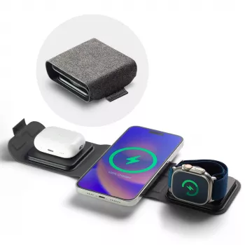 mophie 3-in-1 Ταξιδιωτικός φορτιστής με MagSafe (2023), Εσωτερικού χώρου, USB, Ασύρματη φόρτιση, Μαύρο