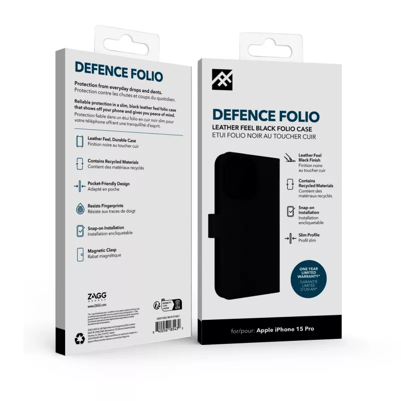 IFROGZ Defence Folio Θήκη κινητού 15,5 cm (6,1 inch) Μαύρο