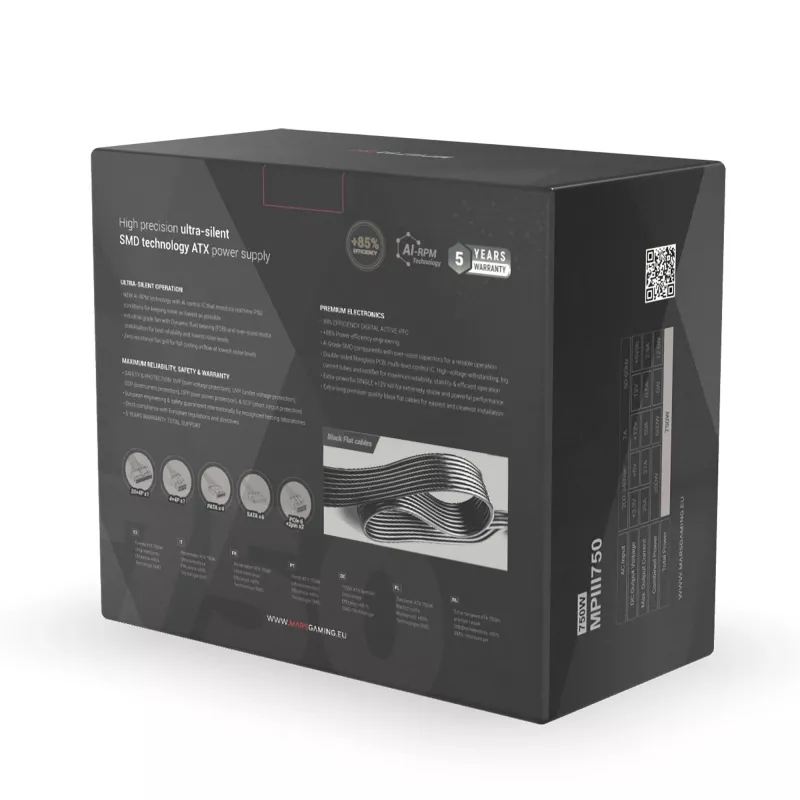 Mars Gaming MPIII750 Τροφοδοτικό PC 750W ATX 85 % Απόδοση 5 χρόνια εγγύηση